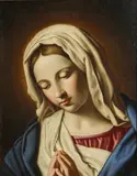 Virgin in prayer by called Il Sassoferrato Giovanni Battista Salvi, oil on canvas, sold Jul 2015