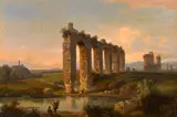 A view of an aqueduct in the Roman Campagna by Italian School, oil on panel, sold Jul 2015