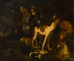 Juriaen Jacobsen, Hunstmen and dogs in a landscape, oil on canvas