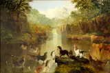 Thomas Henry Gibb, Otter hunting on the Liddle, oil on canvas