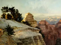 Earl Carpenter, Sunrise on Bright Angel Trail, 1979, oil on masonite