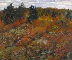 Autumn landscape by Charles S. Kaelin, circa 1925, oil on canvas, offered Jul 2015