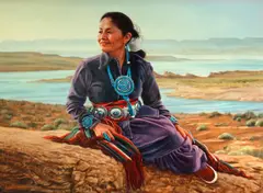Claudine Morrow, Woman who comes with the evening star, 1981, oil on canvas