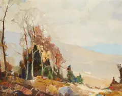 Chauncey Foster Ryder, Edge of the clearing, oil on canvas tacked over panel