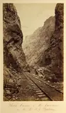 William Henry Jackson, Black Canyon of the Gunnison, Denver and Rio Grande Railroad, c. 1880, Albumen print, mounted to cream-colored paper mount, mounted to contemporary board