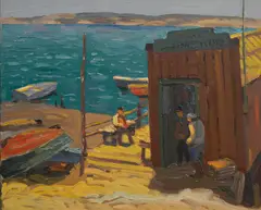 John Christopher Smith, San Diego Docks, Pt. Loma, oil on board