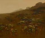 John Marshall Gamble, Flowered Hillside, oil on canvas