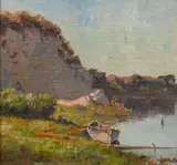 Ludmilla Welch, In Goleta Slough, oil on canvas affixed to board
