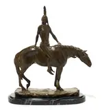 A Native American on horseback by Charles Henry Humphriss, bronze with brown patina, offered Apr 2015