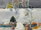 Millard Sheets, Winter in Iowa, watercolor on paper