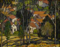Ross Dickinson, Little homes in Santa Barbara, oil on canvas