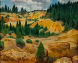 Raymond S. Boynton, Gold country, oil on canvas affixed to board