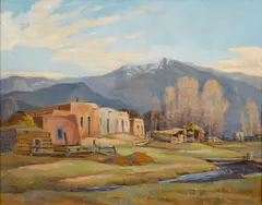 Cornelius Botke, The ranch, oil on canvas affixed to board