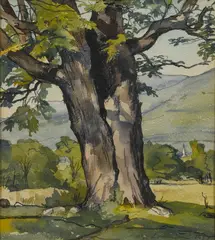 The Enduring Maple by Luigi Lucioni, watercolor and ink on paper, sold Apr 2015