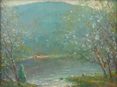 Cullen Yates, Dogwood blossoms, early spring, oil on canvas
