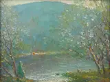 Cullen Yates, Dogwood blossoms, early spring, oil on canvas