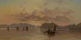 Cleveland Rockwell, Seine fishing, Tongue Point, oil on canvas