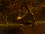 William Keith, River at evening, circa 1905, oil on canvas