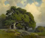 Percy Gray, California oaks, watercolor on paper
