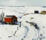 Thomas Lorraine Hunt, The red barn (Snowy pond)
