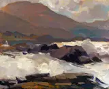 Armin Carl Hansen, Stormy sea; Boats on the bay (double-sided), oil on board