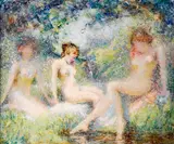 William Clapp, Three nudes, oil on board