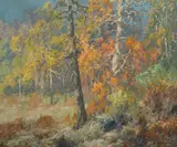 Autumn woods by Maurice Braun, oil on canvas, sold Apr 2015