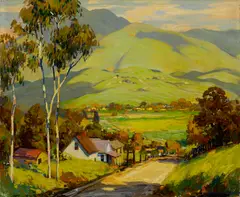 The country in spring by Alfred R. Mitchell, oil on canvas, sold Apr 2015