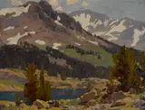 Edgar Alwin Payne, Sierra slopes and lake, oil on canvas board