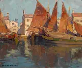 Boats at Chioggia by Edgar Alwin Payne, oil on canvas, sold Apr 2015