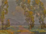 A path through the trees by Edgar Alwin Payne, oil on canvas board, sold Apr 2015