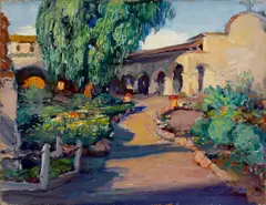 Four o'clock (San Juan Capistrano courtyard) by Joseph Kleitsch, oil on canvas, sold Apr 2015