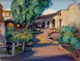Joseph Kleitsch, Four o'clock (San Juan Capistrano courtyard), oil on canvas