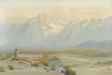 Shepherding the flock along the Eastern Sierras by Marion Wachtel, watercolor on paper, offered Apr 2015