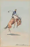 Bucking bronco by Edward Borein, watercolor on paper, sold Apr 2015