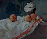 Si Chen Yuan, Merry peach, oil on masonite