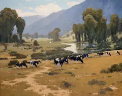 Brian Blood, Cows in Telluride Valley, oil on canvas