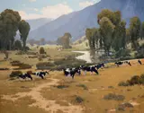 Brian Blood, Cows in Telluride Valley, oil on canvas