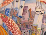 Robert Lee Eskridge, Kites, Honolulu, watercolor on paper