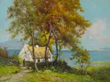 Alfred Fontville de Breanski, A lakeside cottage, Ireland