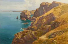 Cyril Ward, The cliffs near Mullion, Cornwall, watercolor on paper