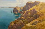 Cyril Ward, The cliffs near Mullion, Cornwall, watercolor on paper