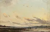William Page Atkinson Wells, Sunset, Isle of Man, oil on board