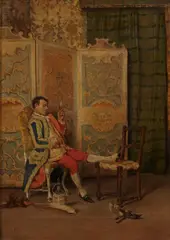 C. Follini, A glass of wine, oil on canvas