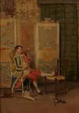 C. Follini, A glass of wine, oil on canvas