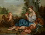François Boucher, The muse Euterpe in a pastoral landscape, oil on canvas