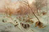 Ra Joseph Farquharson, A country lane in winter, oil on canvas
