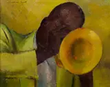 Jonathan Scott, Trumpet Player, oil on canvas affixed to board
