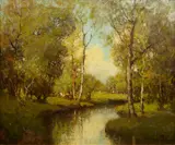 George Thompson-Pritchard, A river scene with grazing cattle