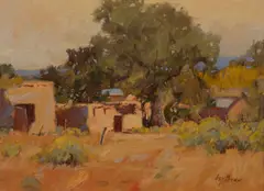 Irby Brown, A New Mexico Village, oil on canvas